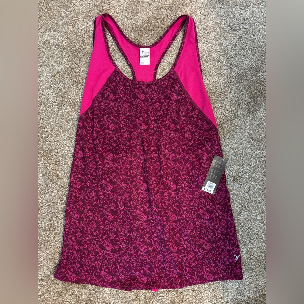 Old Navy Pink and Black Racerback Athletic Tank